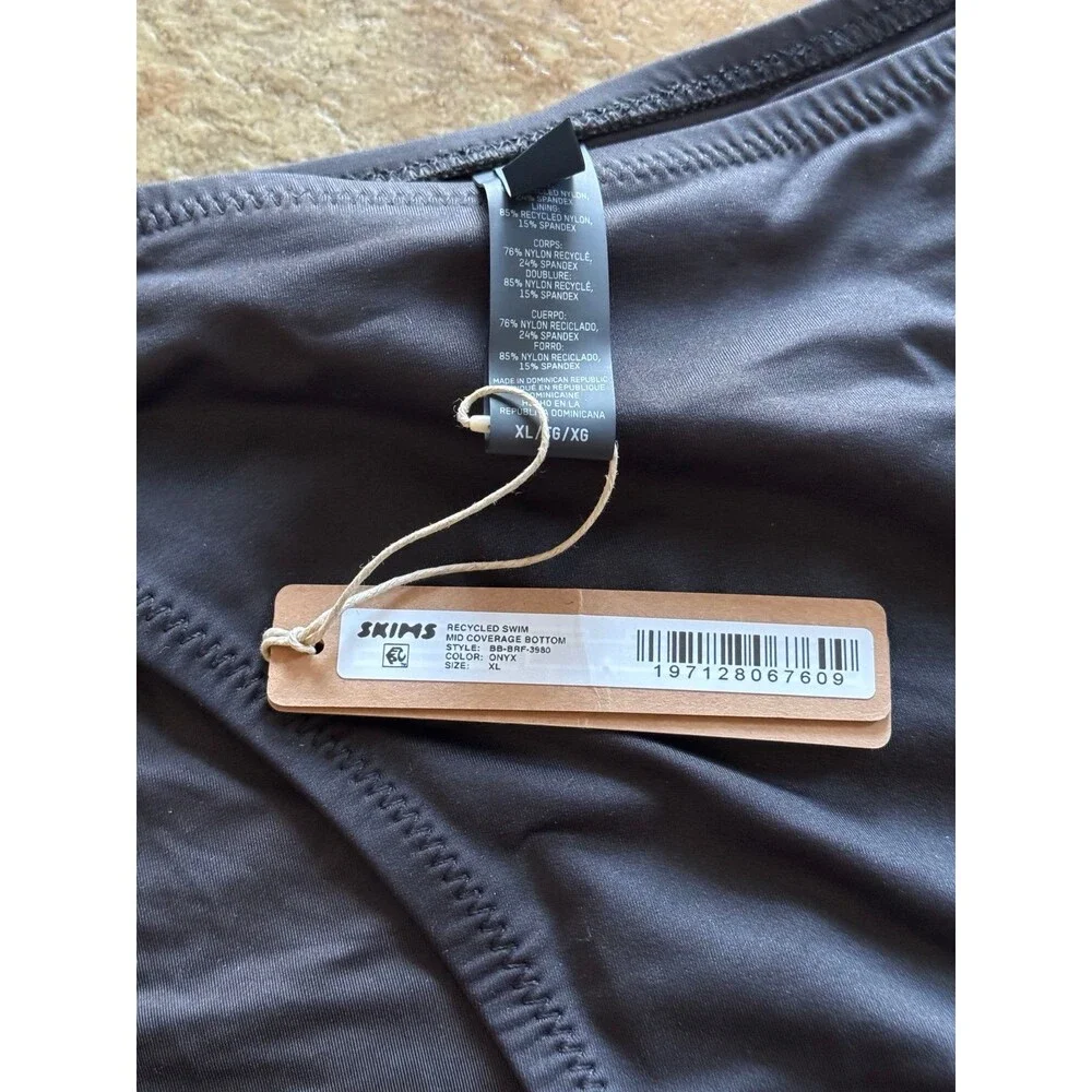 Skims Swim Mid Coverage Bottom Onyx Size XL